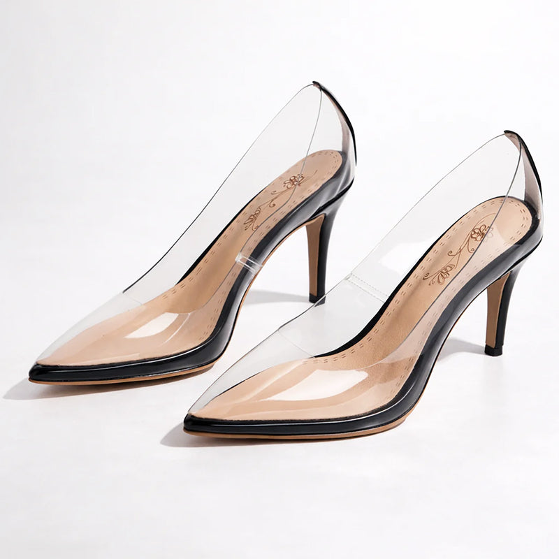Quinn - Women's Transparent Pointed Toe Stiletto Heels