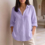 Rebecca - Casual Linen Long Sleeve Top
