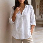 Rebecca - Casual Linen Long Sleeve Top