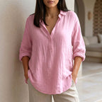Rebecca - Casual Linen Long Sleeve Top