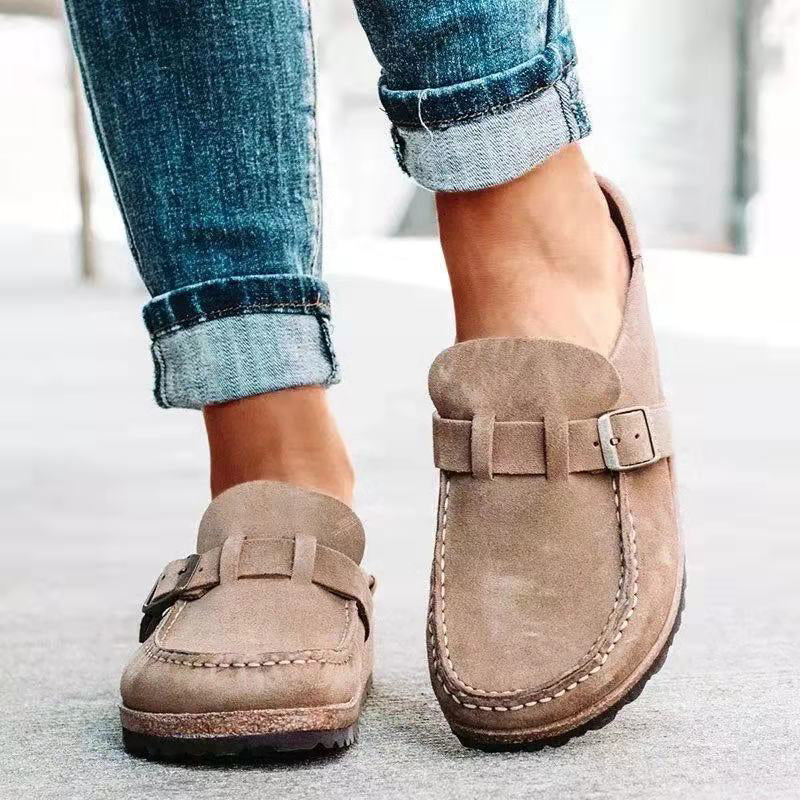 Rebecca - Women’s Slip-On Clog Loafers with Buckle Strap