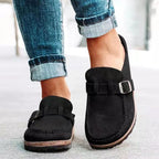 Rebecca - Women’s Slip-On Clog Loafers with Buckle Strap