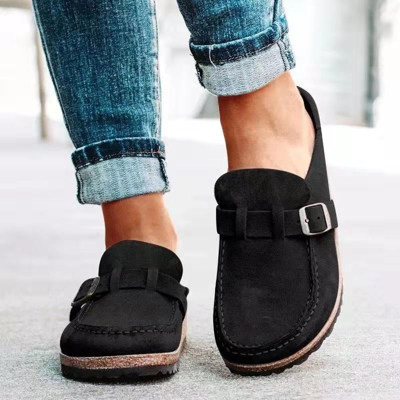 Rebecca - Women’s Slip-On Clog Loafers with Buckle Strap