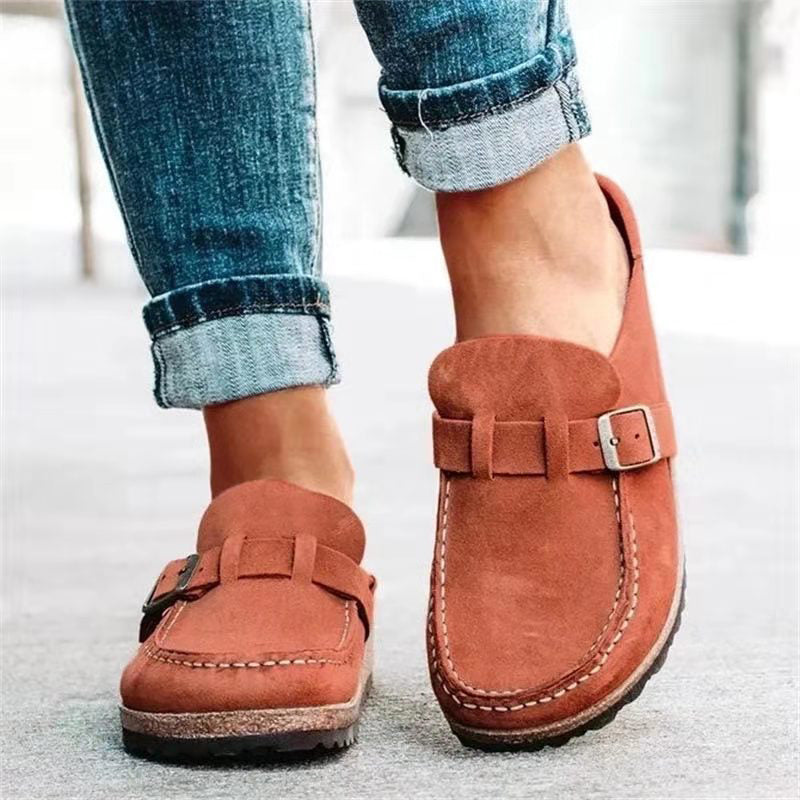 Rebecca - Women’s Slip-On Clog Loafers with Buckle Strap