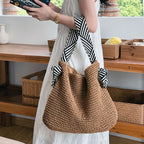 Rhea - Women's Woven Straw Tote Bag