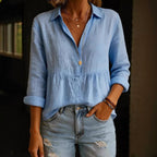 Rosalie - Women's Cotton V-Neck Relaxed Fit Blouse
