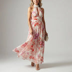 Rosalie - Women’s Elegant Halter Dress with Soft Floral Print