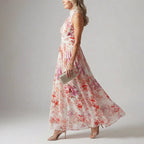 Rosalie - Women’s Elegant Halter Dress with Soft Floral Print