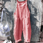 Rosie - Women’s Striped Cotton Overalls with Pockets