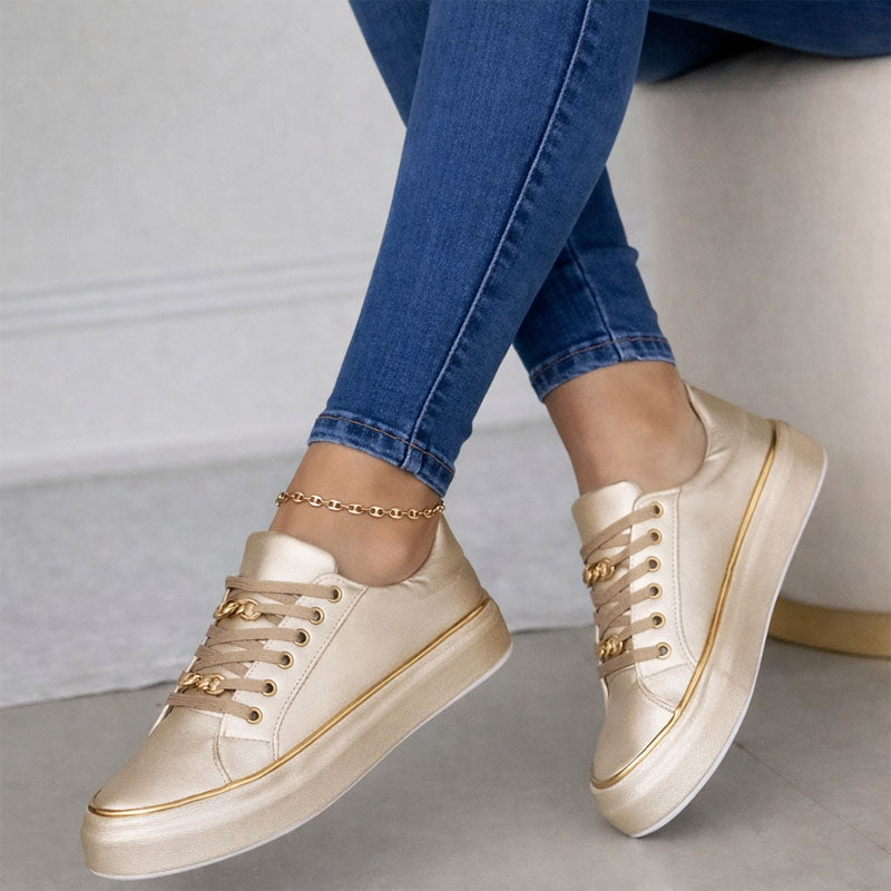 Sabrina - Women’s Chain Detail Platform Sneakers