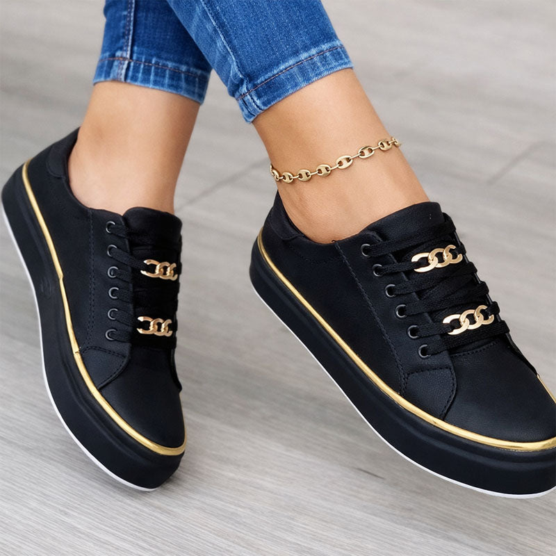 Sabrina - Women’s Chain Detail Platform Sneakers