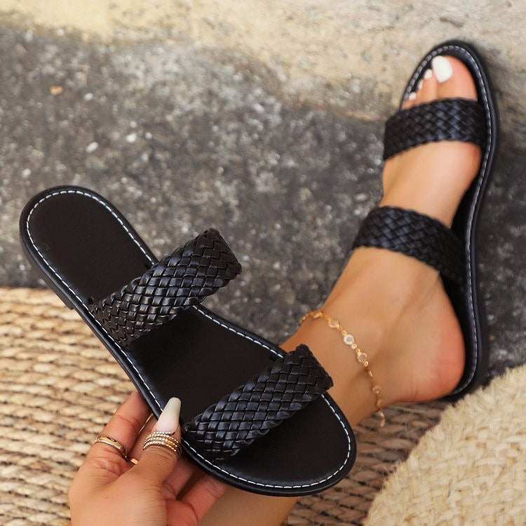 Samantha - Women's Braided Strap Flat Sandals
