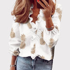 Samantha - Women's Ruffle V-Neck Long Sleeve Blouse