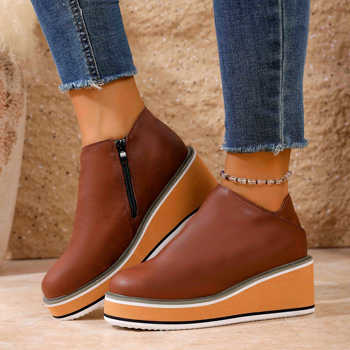 Scarlet - Platform Wedge Slip-On Boots