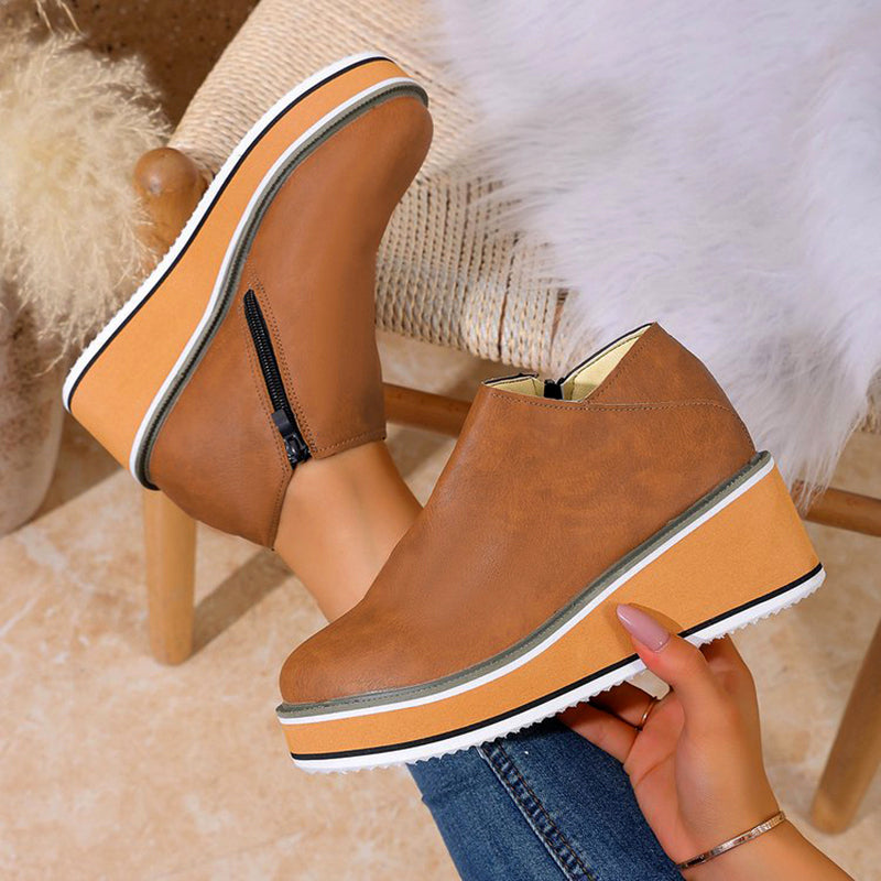 Scarlet - Platform Wedge Slip-On Boots