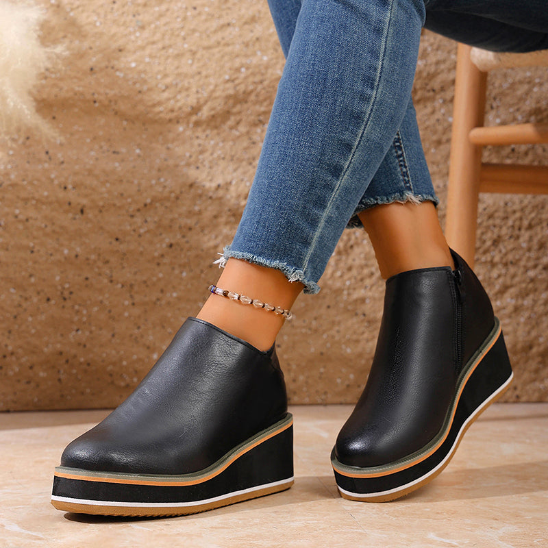 Scarlet - Platform Wedge Slip-On Boots