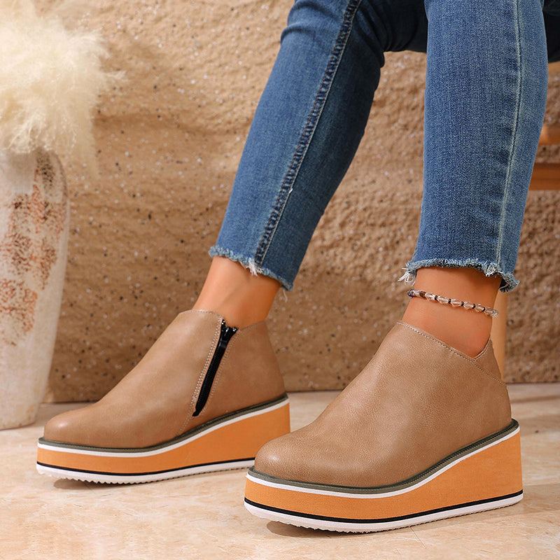 Scarlet - Platform Wedge Slip-On Boots