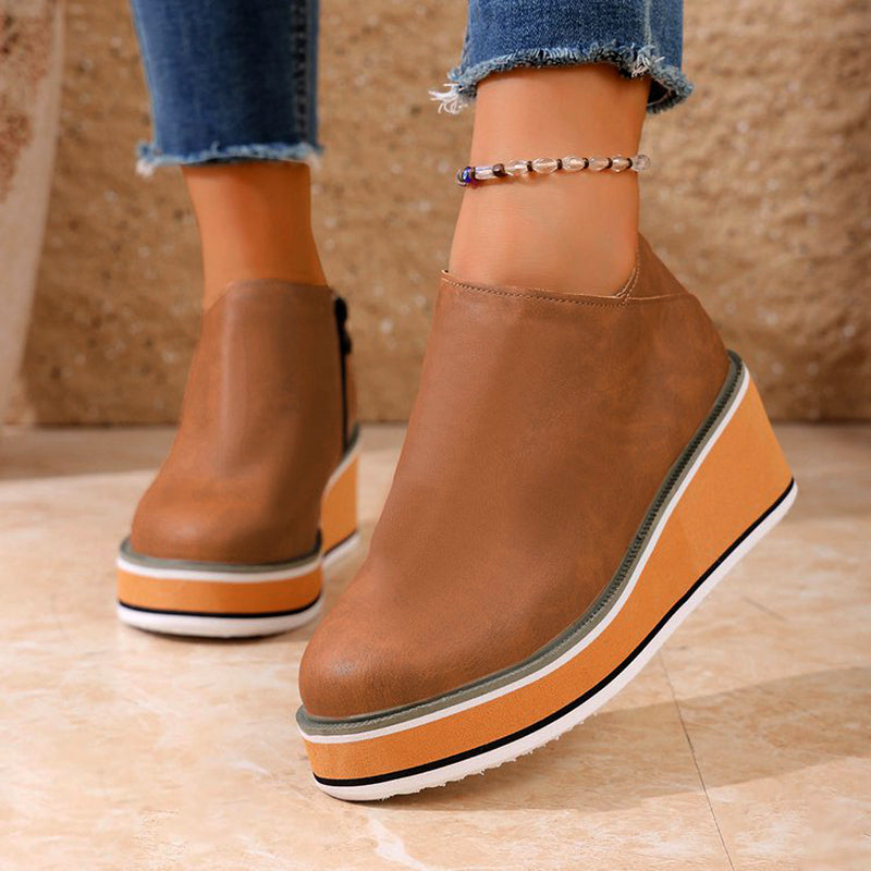 Scarlet - Platform Wedge Slip-On Boots