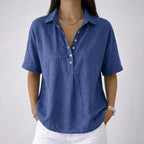 Shannon - Women’s Relaxed Fit Henley Style Blouse