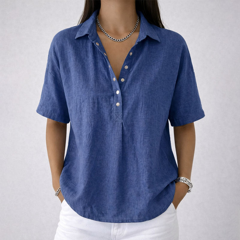 Shannon - Women’s Relaxed Fit Henley Style Blouse