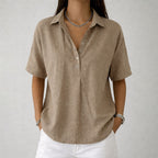 Shannon - Women’s Relaxed Fit Henley Style Blouse