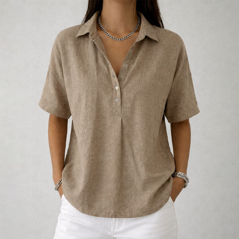 Shannon - Women’s Relaxed Fit Henley Style Blouse