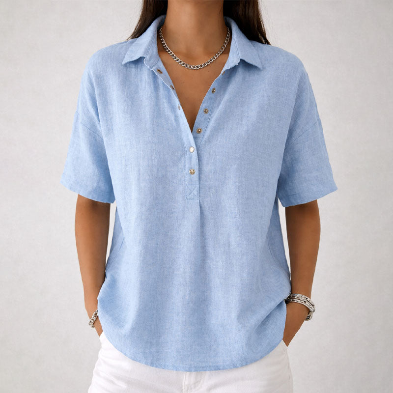 Shannon - Women’s Relaxed Fit Henley Style Blouse