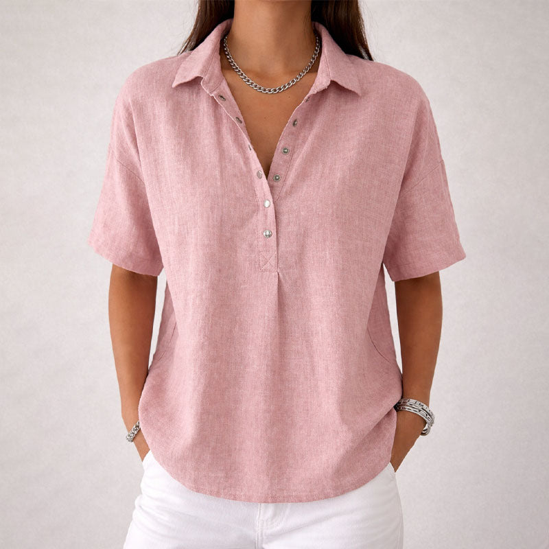 Shannon - Women’s Relaxed Fit Henley Style Blouse