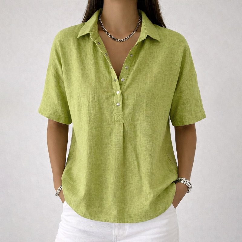 Shannon - Women’s Relaxed Fit Henley Style Blouse