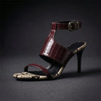 Shirley - Women's Croc Ankle Strap Stiletto Sandals
