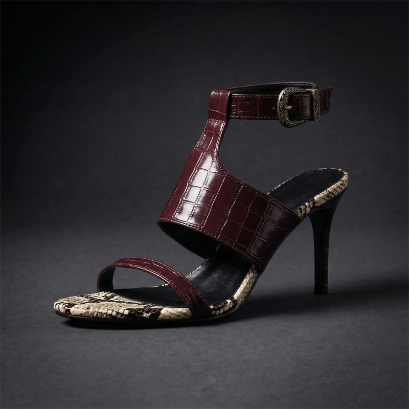 Shirley - Women's Croc Ankle Strap Stiletto Sandals
