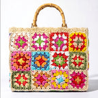 Sierra - Women's Boho Woven Straw Beach Tote Bag