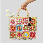 Sierra - Women's Boho Woven Straw Beach Tote Bag