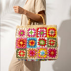 Sierra - Women's Boho Woven Straw Beach Tote Bag
