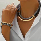 Stassie - Women’s Modern Chain Necklace & Bracelet Set