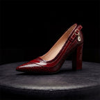 Suzanne - Women's Croc-Texture Pointed Toe Pumps