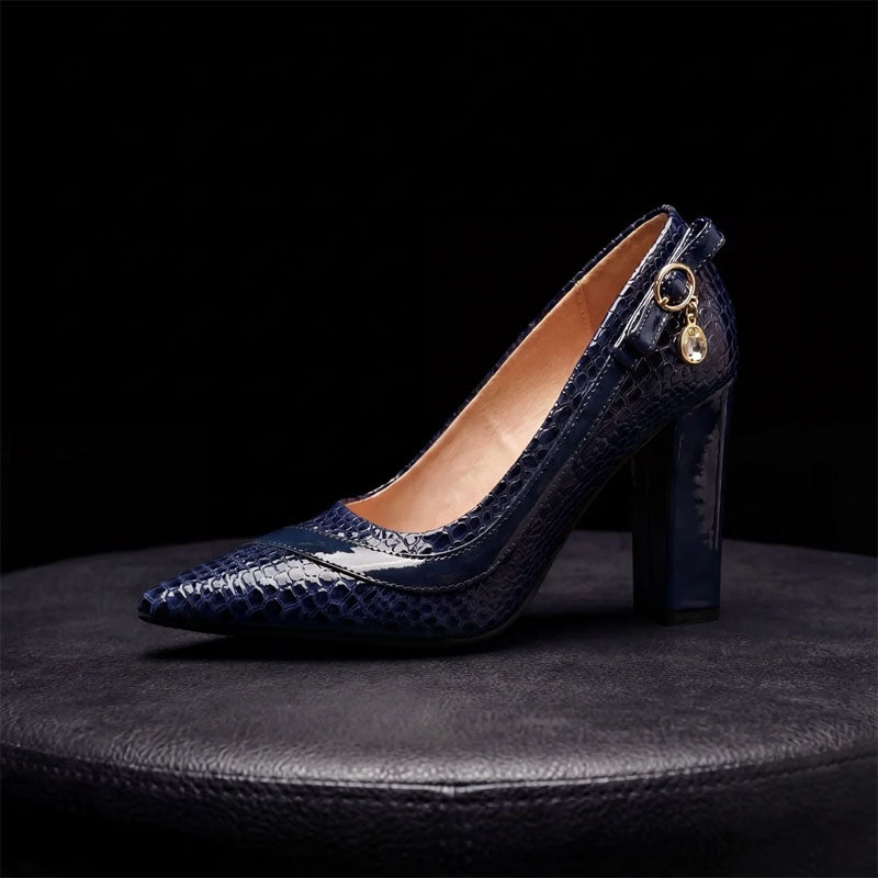 Suzanne - Women's Croc-Texture Pointed Toe Pumps