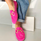 Sydney - Women’s Suede Loafers with Gold Detail