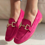 Sydney - Women’s Suede Loafers with Gold Detail