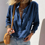 Talia - Women's Relaxed Fit Button-Up Textured Shirt