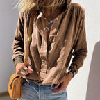 Talia - Women's Relaxed Fit Button-Up Textured Shirt