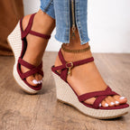 Tanya - Women’s Wedge Heel Ankle Strap Sandals