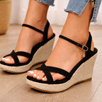 Tanya - Women’s Wedge Heel Ankle Strap Sandals