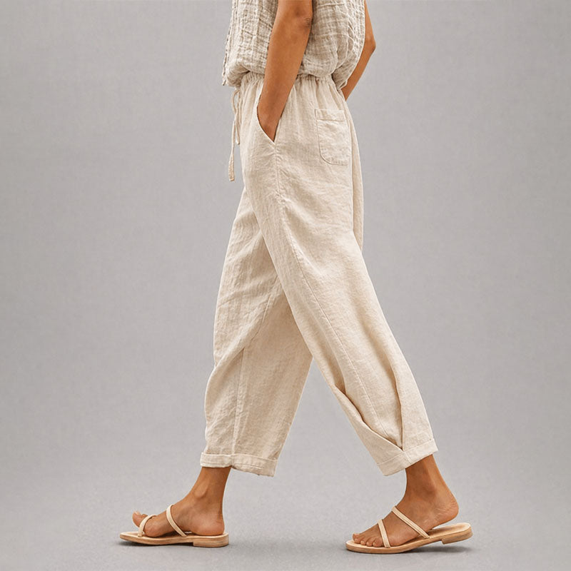 Thea - Women's Relaxed Drawstring Tapered Pants