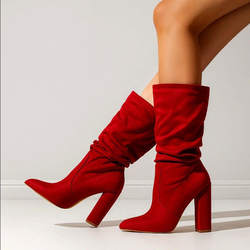 Valerie - Women’s Slouch Knee-High Block Heel Boots