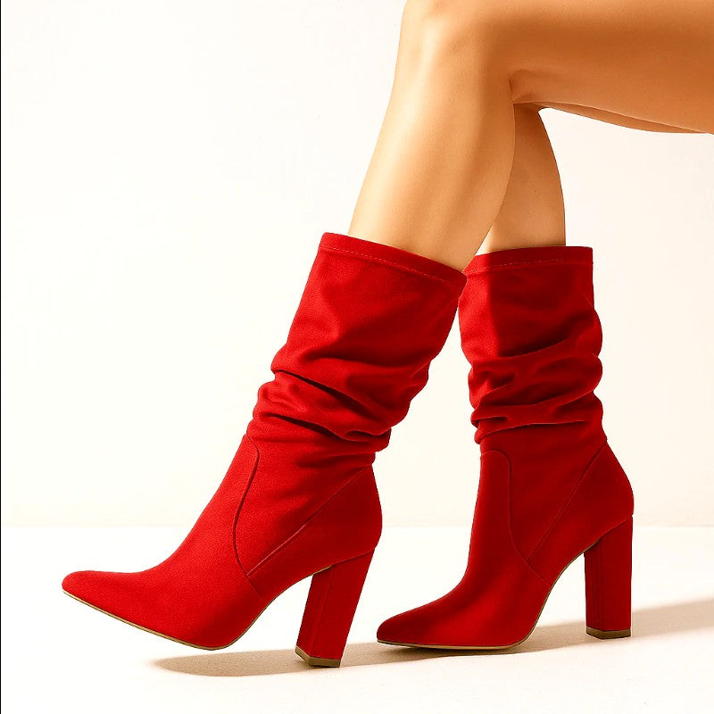 Valerie - Women’s Slouch Knee-High Block Heel Boots