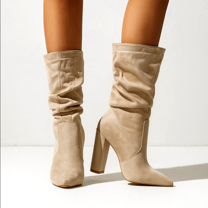 Valerie - Women’s Slouch Knee-High Block Heel Boots