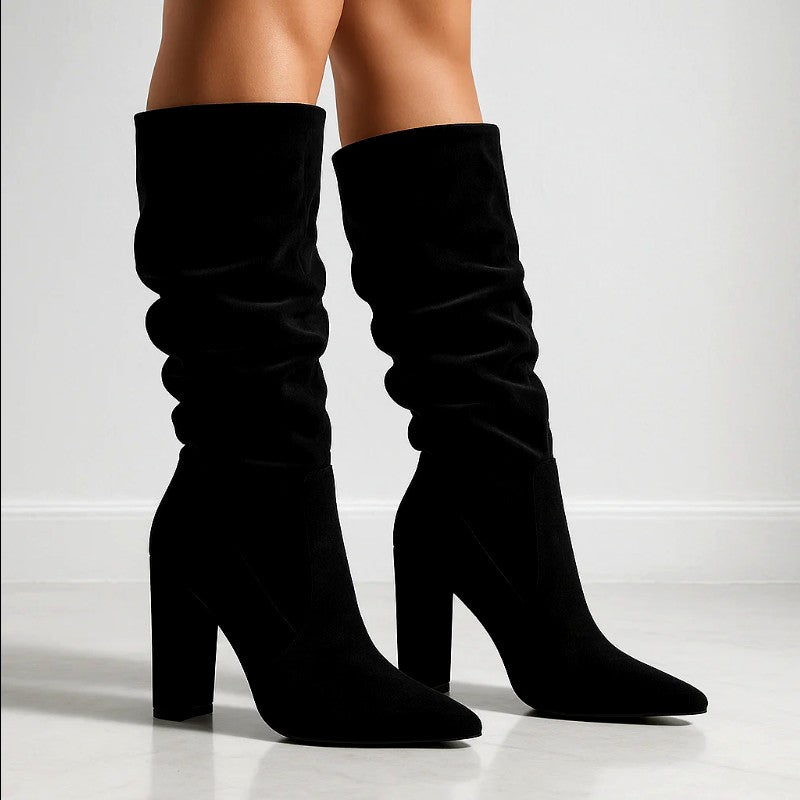 Valerie - Women’s Slouch Knee-High Block Heel Boots