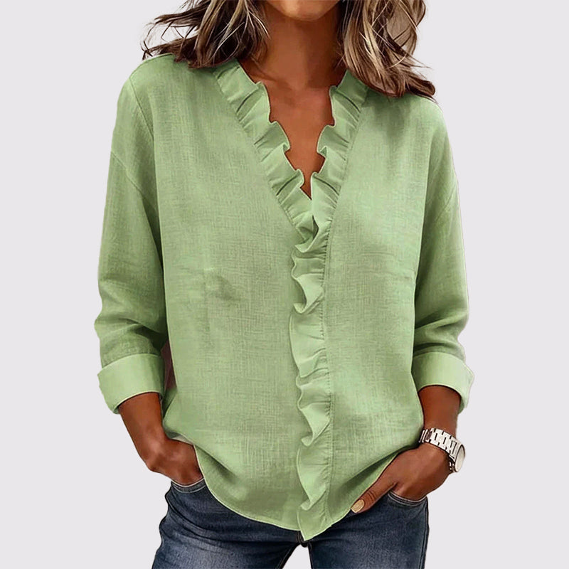 Veronica - Women’s Long Sleeve Ruffle Blouse