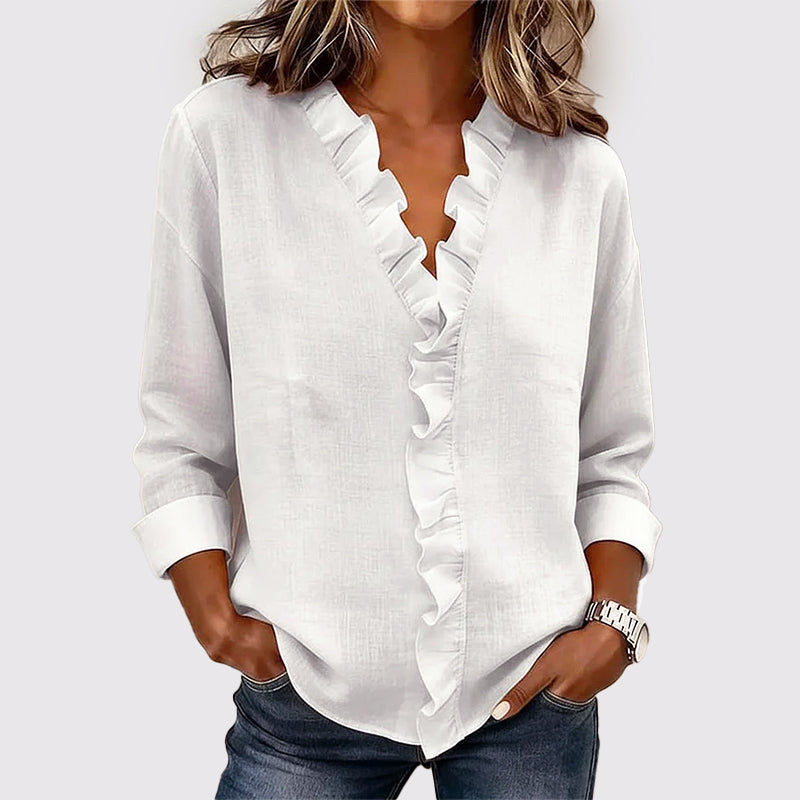 Veronica - Women’s Long Sleeve Ruffle Blouse